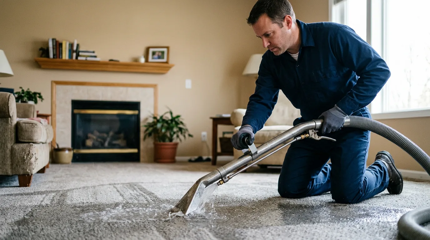 Water damage restoration technician working near Jeffersonville, VT